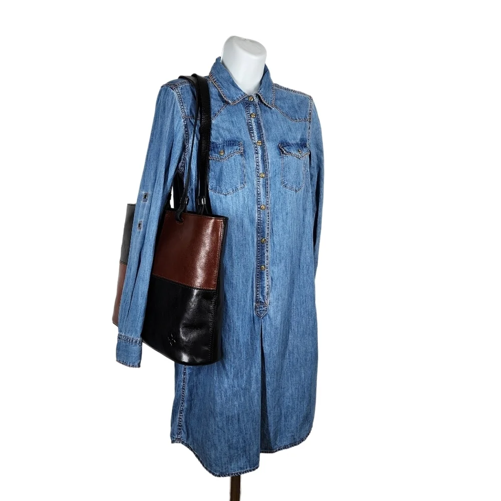 PATRICIA NASH LEATHER COLORBLOCK BRADEN TOTE